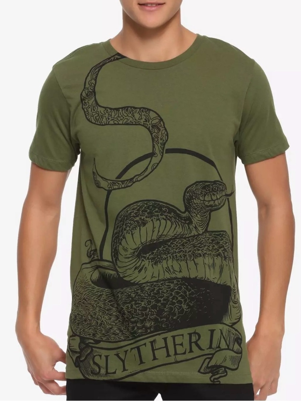 Harry Potter Slytherin Snake Graphic Tee - size L Green